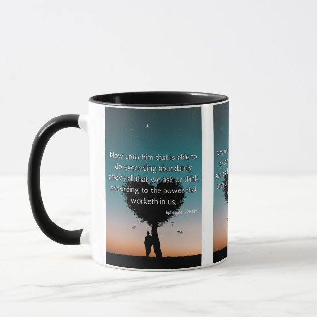 Ephésiens 3:20 KJV Bible Verse Pic Mug à deux tons (Gauche)