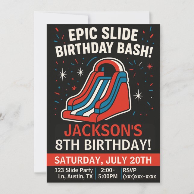 Epic Inflatable Slide Birthday Party Invitation (Devant)
