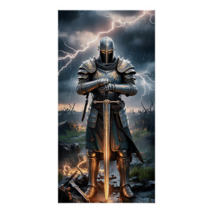 Epic Knight Warrior Poster numérique Fantas médiév