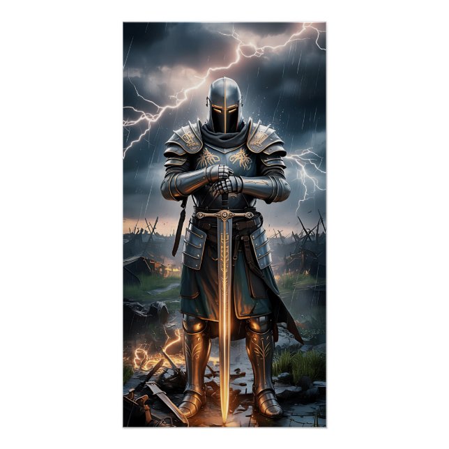 Epic Knight Warrior Poster numérique Fantas médiév (Devant)