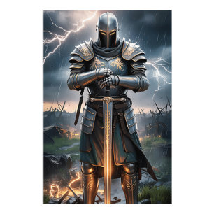 Epic Knight Warrior Poster numérique Fantas médiév
