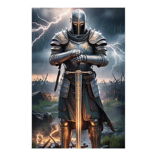 Epic Knight Warrior Poster numérique Fantas médiév (Devant)