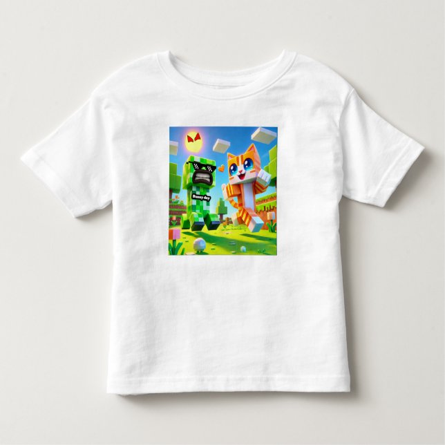 "Epic Minecraft Inspiré Toddler T-Shirt Cat aime (Devant)