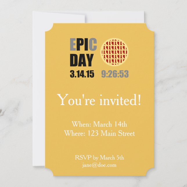EPIC PI DAY Party Invitation Card (Devant)