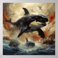 Epic Shodown : Orca vs Godzilla Poster - Unleash t