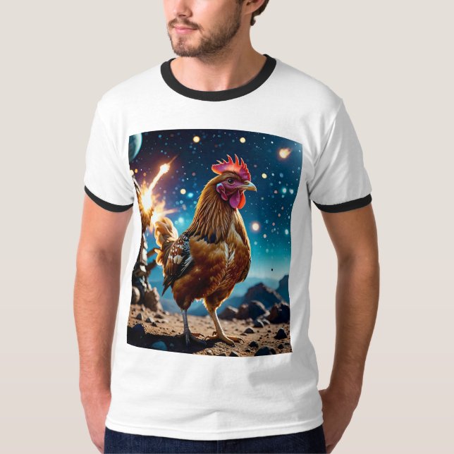 Epic Space Chicken bataille Galaxy Tshirt (Devant)