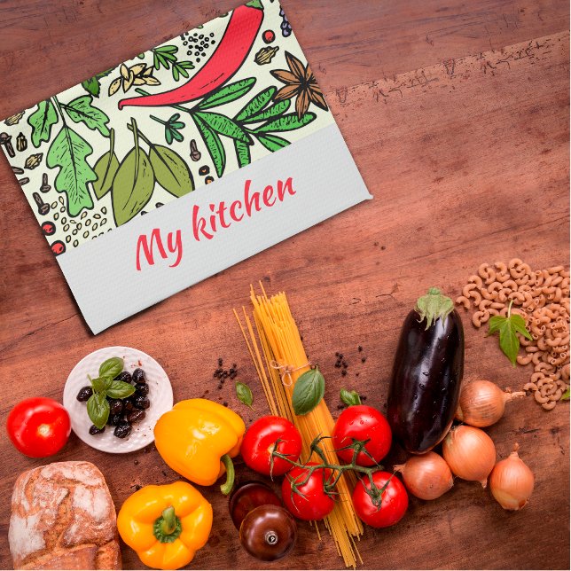 Épices colorées Nom motif Cuisine Serviettes (Créateur téléchargé)