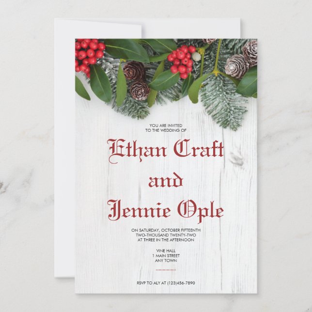 Épinette bleue et Faire-part de mariage de houle d (Devant)