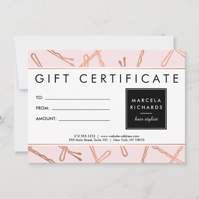 Épingles à cheveux en or rose chic Cadeau pour sty (Devant)