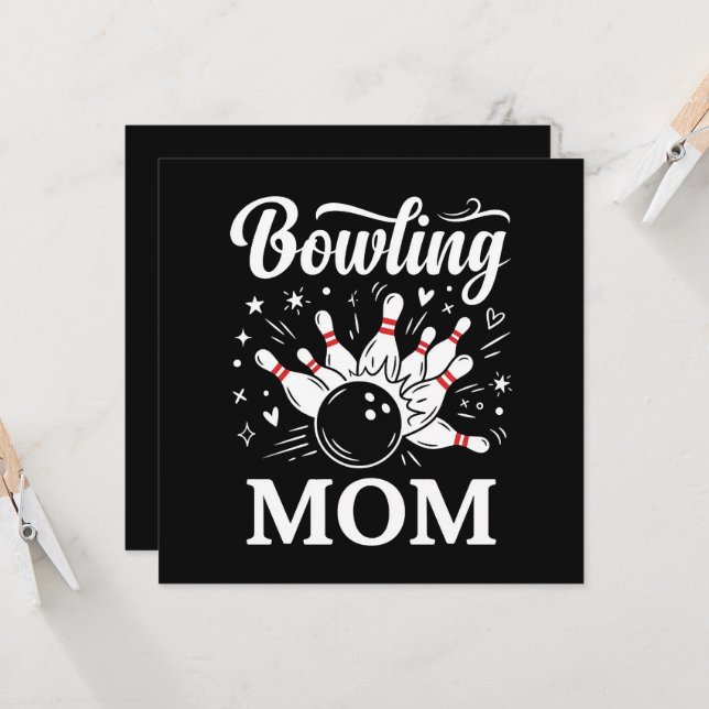 Épingles de cœur de maman de bowling Ligue drôle F (Devant/Arrière en situation)