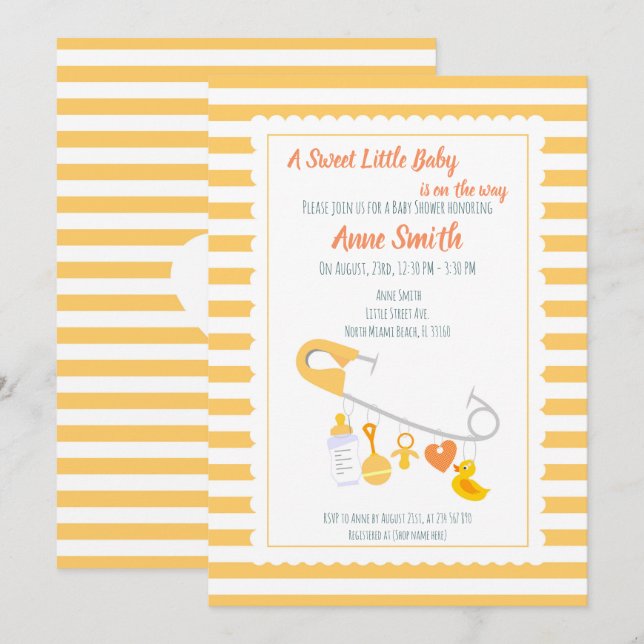 Épinglette charmes bébé Invitation à une baby show (Devant / Derrière)