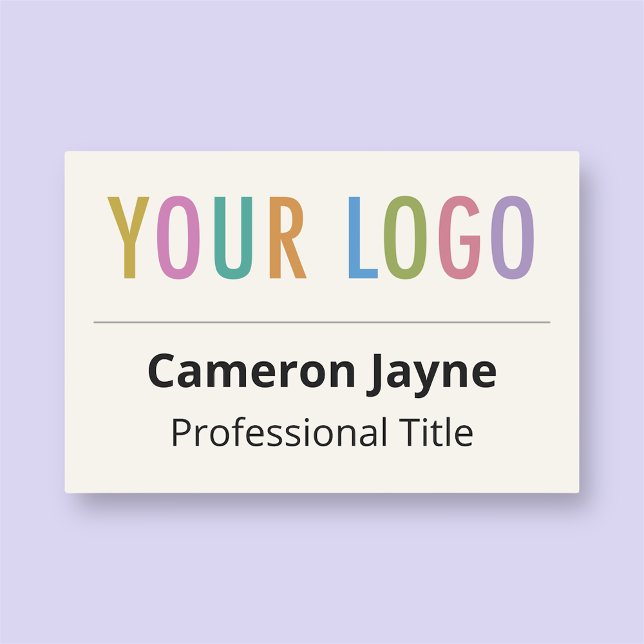 Épinglette de nom écru Logo de la société Badge pr (MISOOK 3 inch x 2 inch Large Ecru Name Tag with Logo)