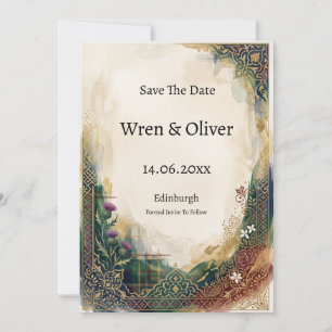 Épingleuse Or Écossaise Thistle Save The Date en O