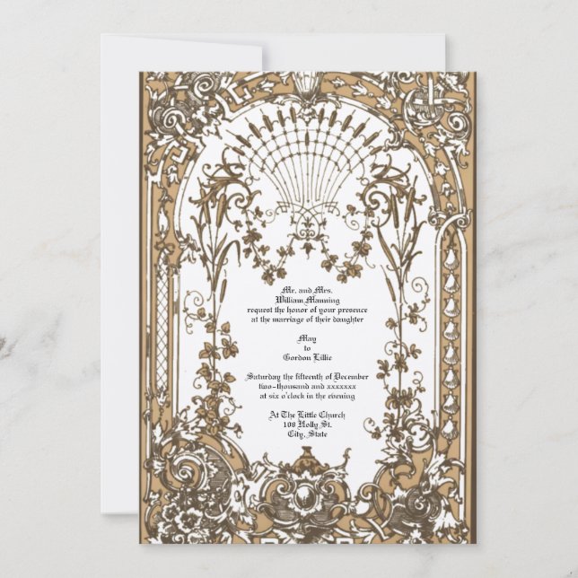 Époque victorienne 1897 Invitation baroque Rococo  (Devant)