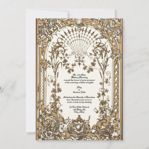 Époque victorienne 1897 Invitation baroque Rococo 