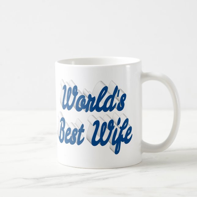 Épouse avec mug à café à moitié texte bleu (Droite)