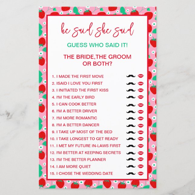 Épouse de fraises ou devins de chambre qui l'a dit (Devant)