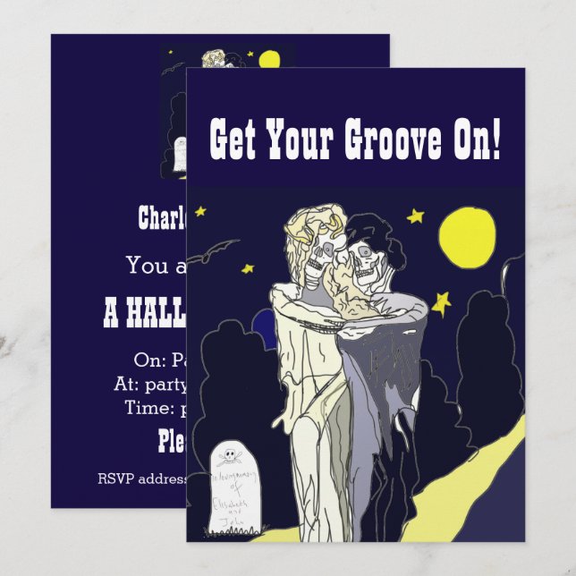 Épouse de squelette et Invitation d'Halloween Groo (Devant / Derrière)