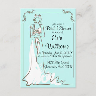 Épouse en robe Croquis Invitation à la douche nupt