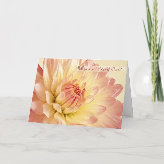 Épouser. Carte de dame de honneur avec le dahlia (Devant)