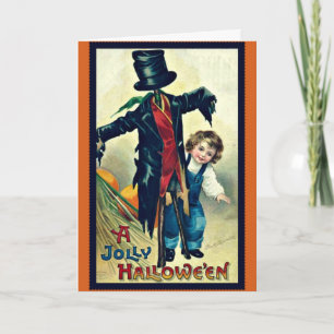 Épouvantail avec la carte vintage de Halloween de