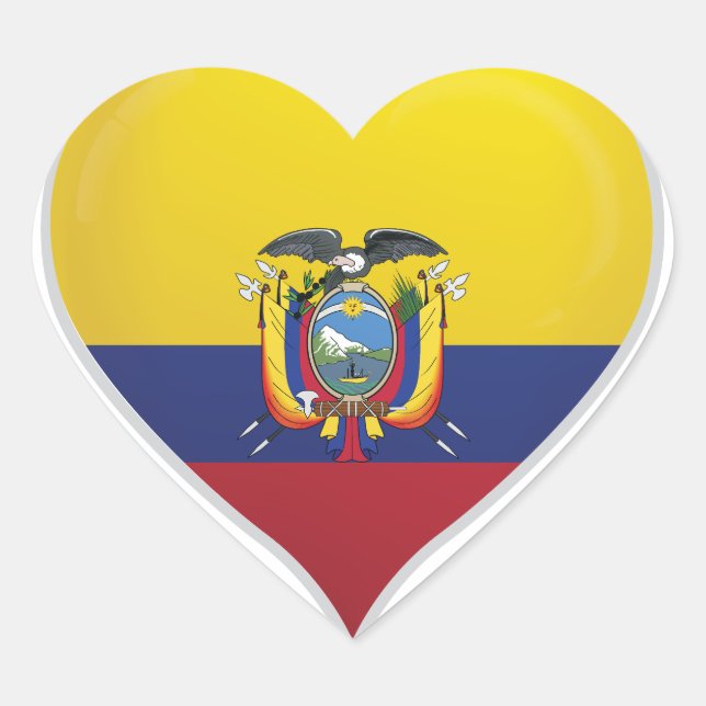 Equateur amour drapeau orgueil autocollant coeur (Devant)