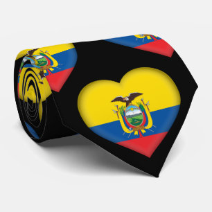 Equateur Drapeau Couleurs Motif de coeur Cravate