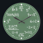 Équations mathématiques Horloge avec minutes<br><div class="desc">Cette horloge murale personnalisée ludique et fantaisiste est parfaite pour les amateurs de maths. Testez votre arithmétique ! L'horloge a des équations mathématiques plutôt que des nombres. Il y a un certain ajout, soustraction, multiplication, division, pourcentages, fractions, algèbre, racine carré, et pouvoirs. Elles ressemblent à de la craie blanche écrite...</div>