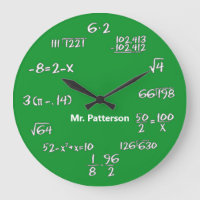 Équations mathématiques vertes Grande horloge pers