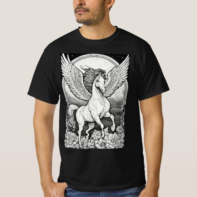 "Equine Aviator : T-shirt Cheval Volant" (Devant)