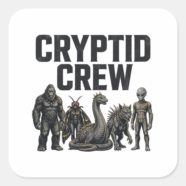 Équipage de cryptide — Autocollant Bigfoot Mothman (Devant)