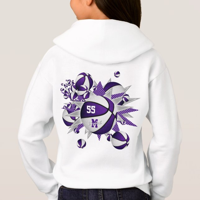 équipe blanche violette couleurs filles basket éto (Dos)