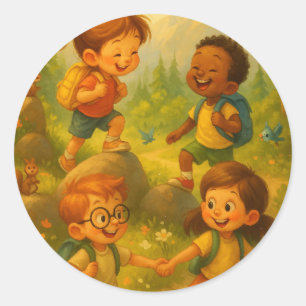 Équipe d'aventure - Sticker Randonnée rond pour en