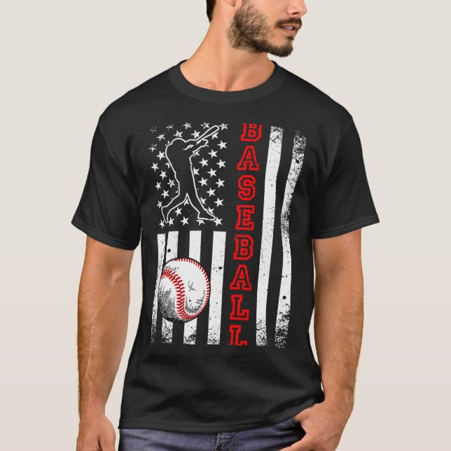 Équipe de baseball drapeau américain T-shirt de ba (Devant)