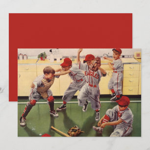 Équipe de baseball vintage, garçons en train de se