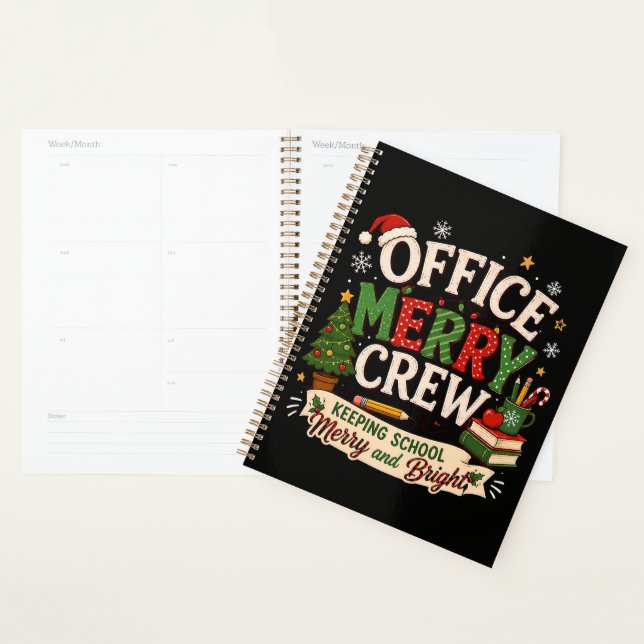 Équipe de bureau joyeuse de Noël gardant l'école (Devant avec enveloppe)