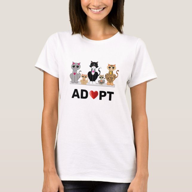 Équipe de chat sauvage & T-Shirt d'adoption coeur (Devant)