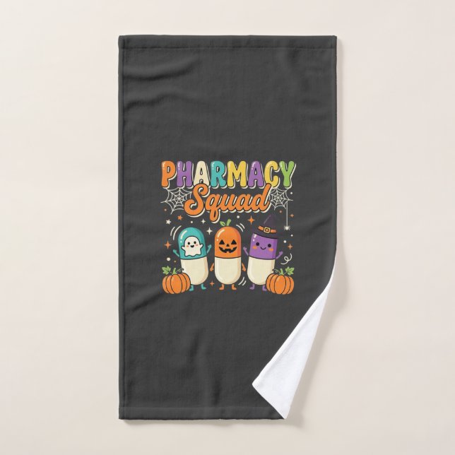 Équipe de pharmacie Halloween Ghost Pills Design_1 (Serviette à main)