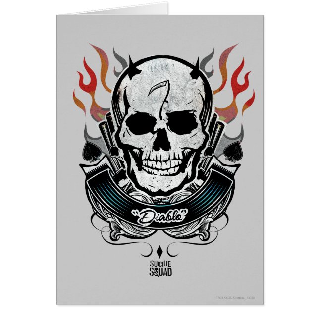 Équipe de suicide | Diablo Skull & Flames Tattoo A (Devant)