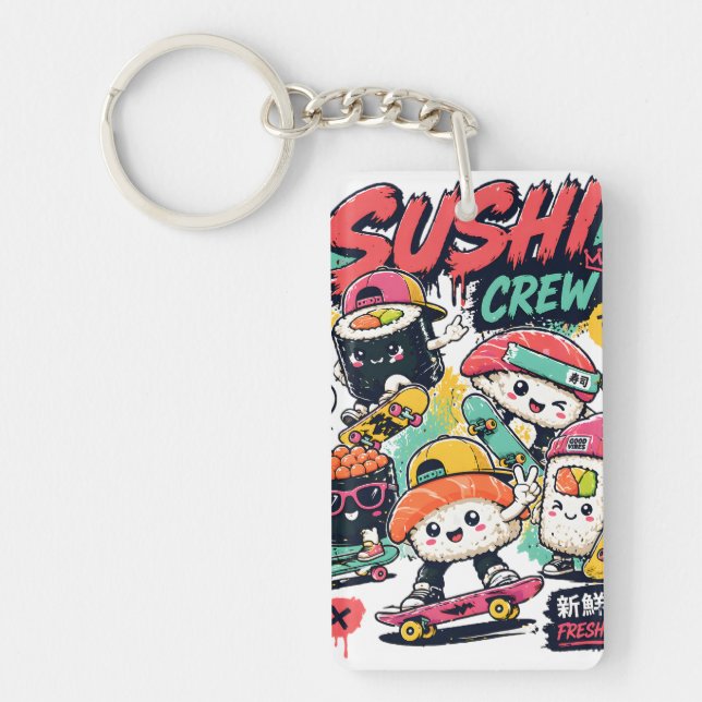 Équipe de sushi kawaii Porte-clés en acrylique (Devant)