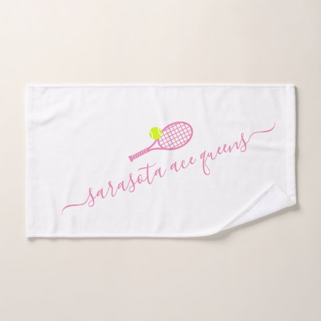 Équipe de tennis Nom rose Personnalisé (Serviette à main)