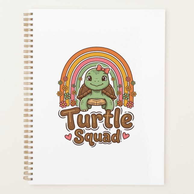 Équipe de tortue mignonne dessin vectoriel floral  (Devant)