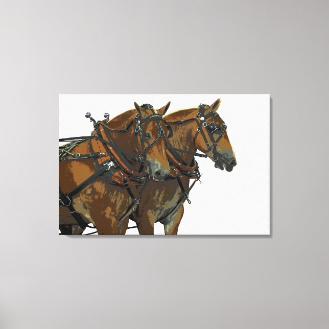 Équipe de trait de cheval belge sur toile tendue (Recto)