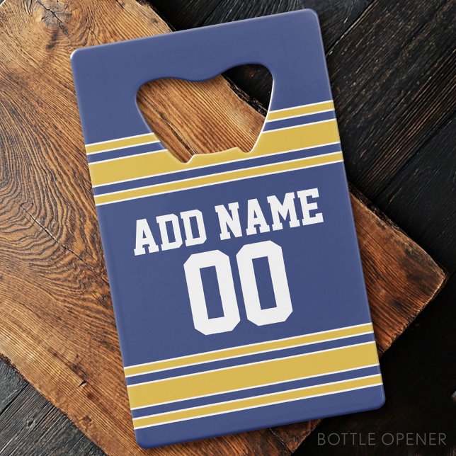 Équipe Jersey avec nom et numéro personnalisés (Custom Bottle Opener - Card Style)