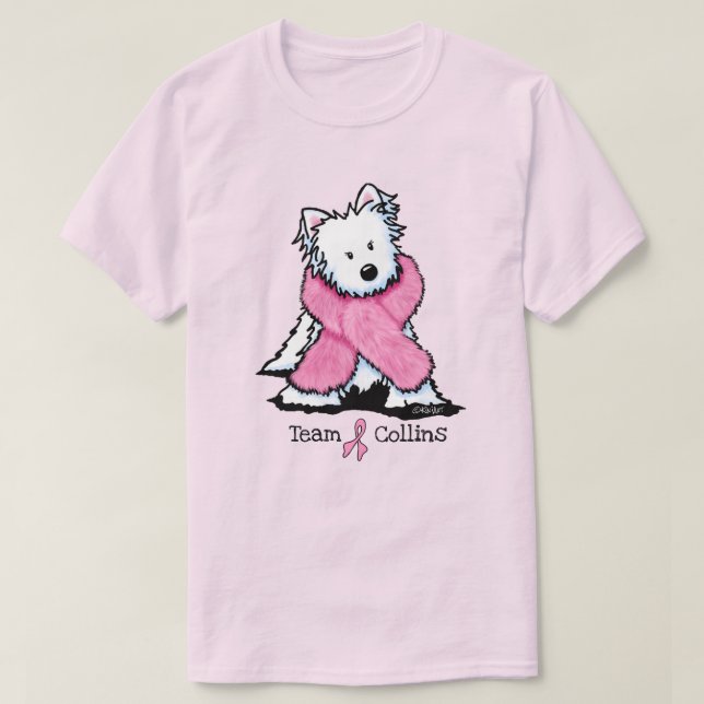 Équipe KiniArt rose Ruban Westie T-shirt (Design devant)