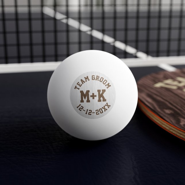 Équipe Marié Mariage Balle de Ping Pong (Add your initials & wedding date to this Team Groom ping pong ball and get ready to beat Team Bride!)