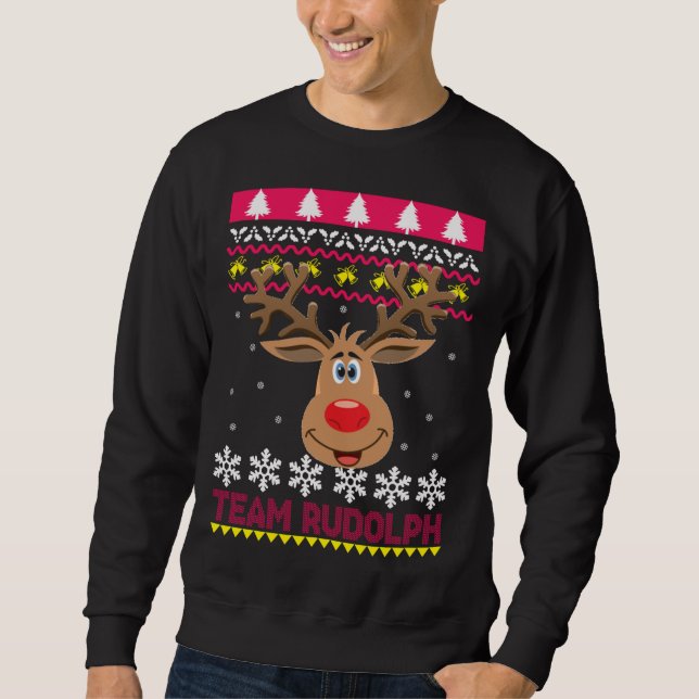 Équipe Rudolph Père Noël Reindeer Sweat laide (Devant)