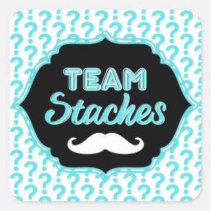 ÉQUIPE Staches Bleu Sticker de révélation de genre