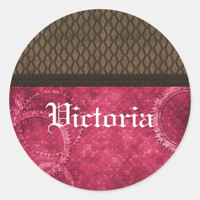 Équipement en métal Stickers Steampunk, rose (Devant)