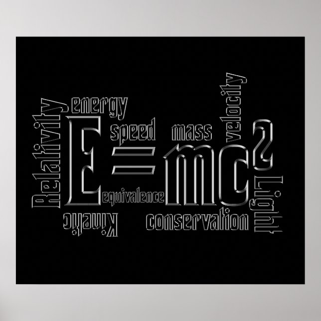 Équivalence de masse E=MC2 Science Poster Typograp (Devant)